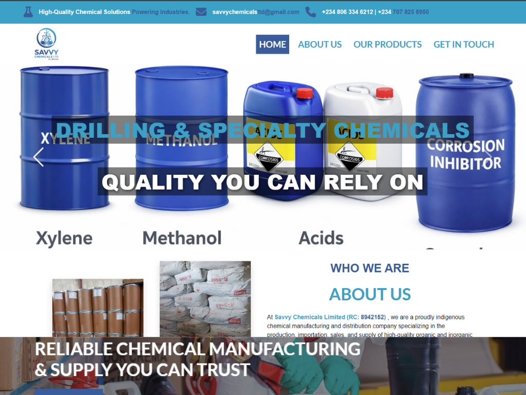 Savvy Chemicals Limited Corporate Website